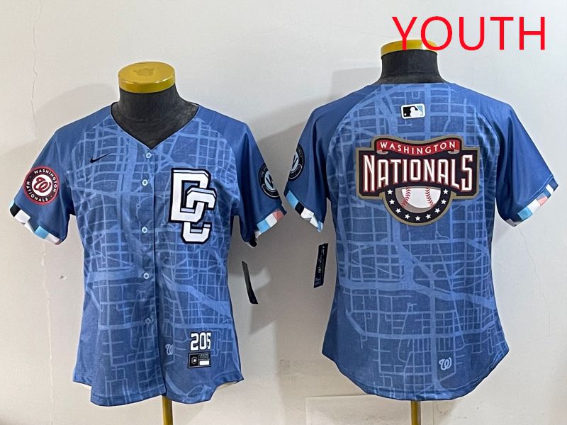 Youth Washington Nationals Blank Blue Joint Name 2025 Nike MLB Jersey style 6